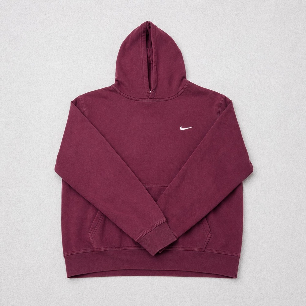 Nike Hoodie Mens XL Burgundy Small Swoosh Pullover Sweatshirt